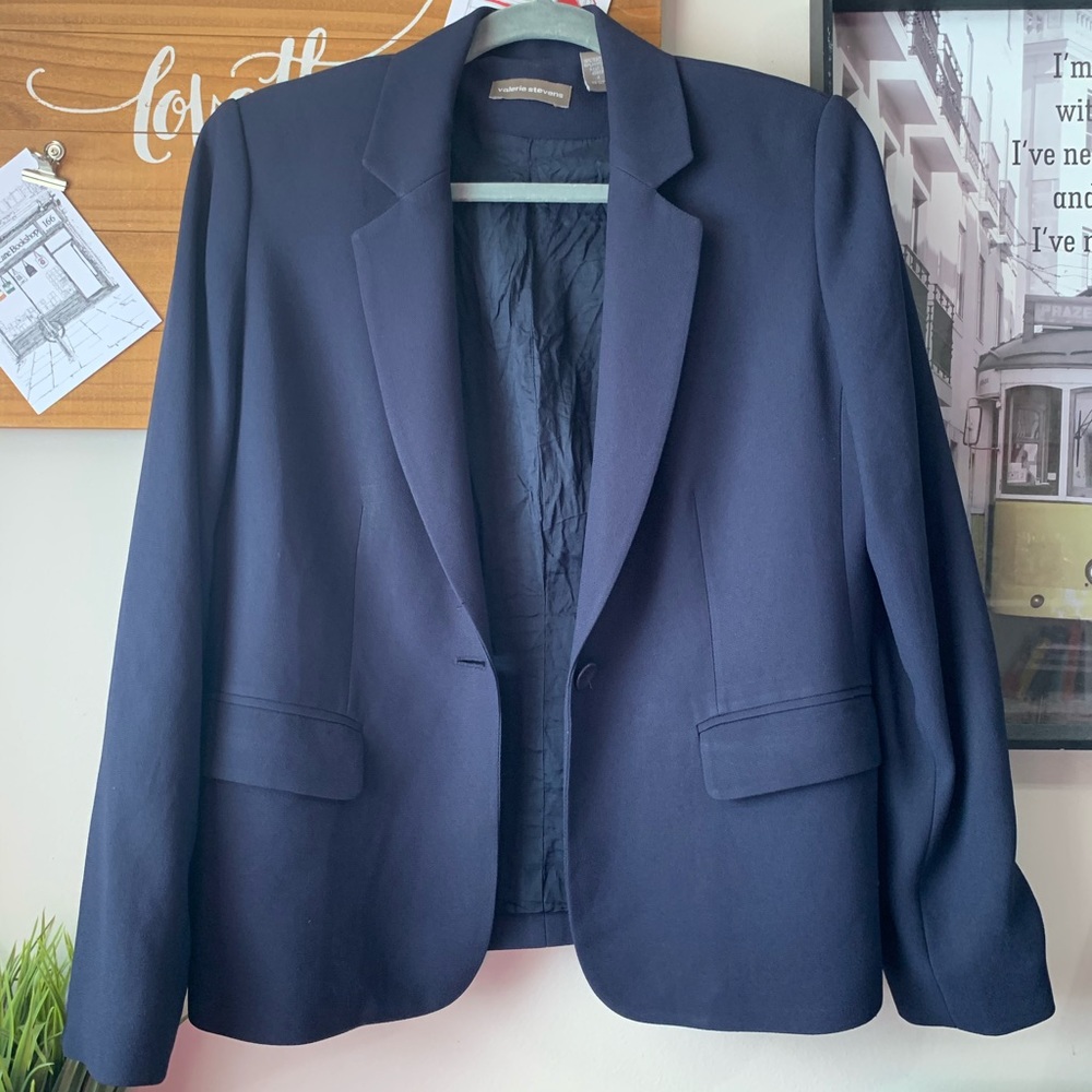 Vintage Navy Blue Boyfriend Blazer